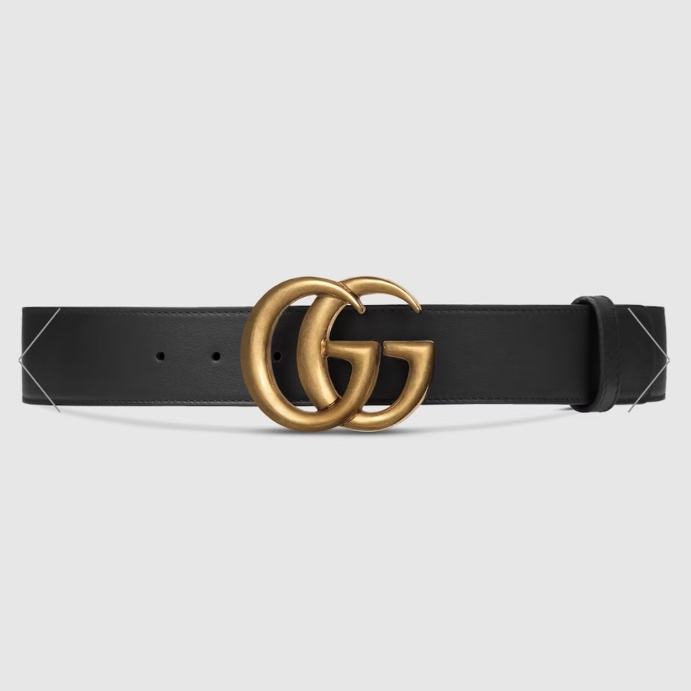GG MARMONT genuine LEATHER BELT WITH SHINY BUCKLE